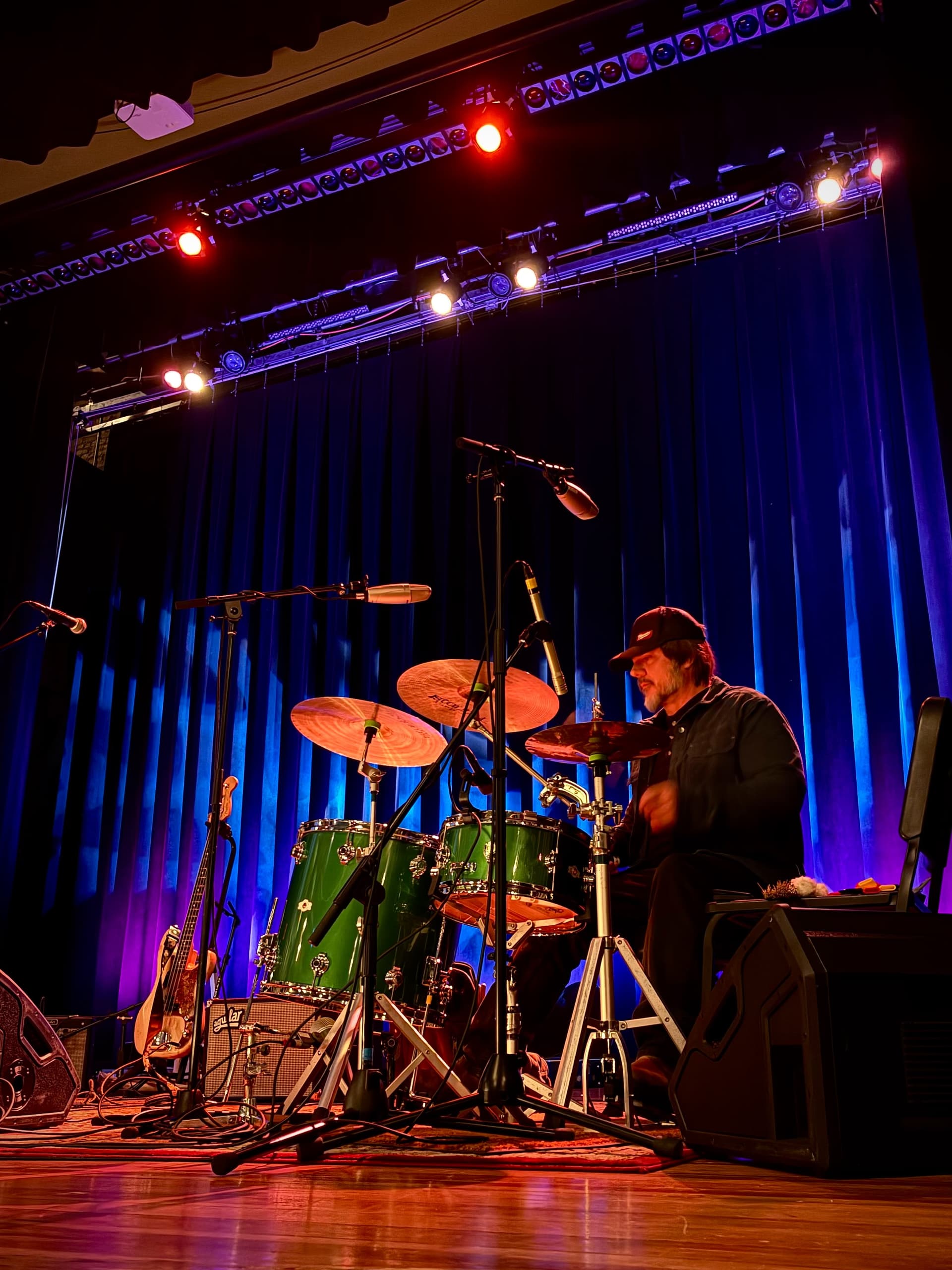 Jeff playing George Way drums on stage